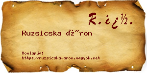 Ruzsicska Áron névjegykártya
